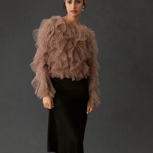 Anthropologie - NEW Small mesh ruffle top